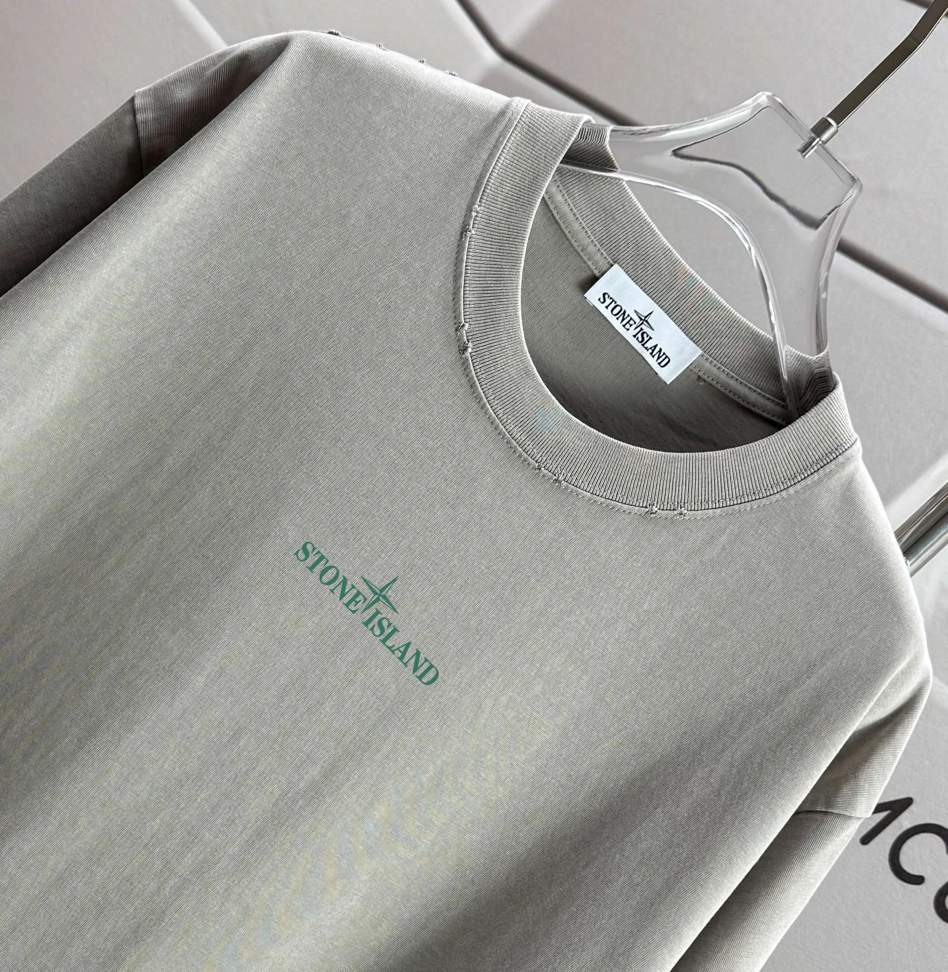 P160 Ston* islan* 石*岛 2025 autumn and winter new style, washed and worn 320g round neck short-sleeved tee, loose version for men and women, color: washed black, washed white, washed gray, washed brown gray Size: S M L XL XXL Size: S (90-130 catties) M (120-150 catties) L (140-165 catties) (160-180 catties) XXL (180-210 catties)